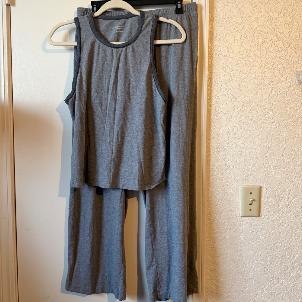 State of Day Intimates Heather Gray Tank and Wide Leg Pajama Set M